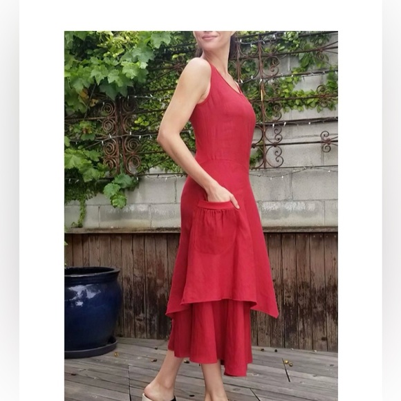 Inizio FLUTTER Sleeveless Linen Dress Black size medium - Picture 2 of 11